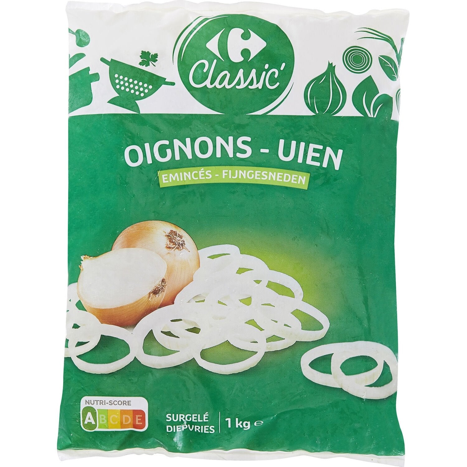 Oignons émincés CARREFOUR CLASSIC - le sachet de 1Kg