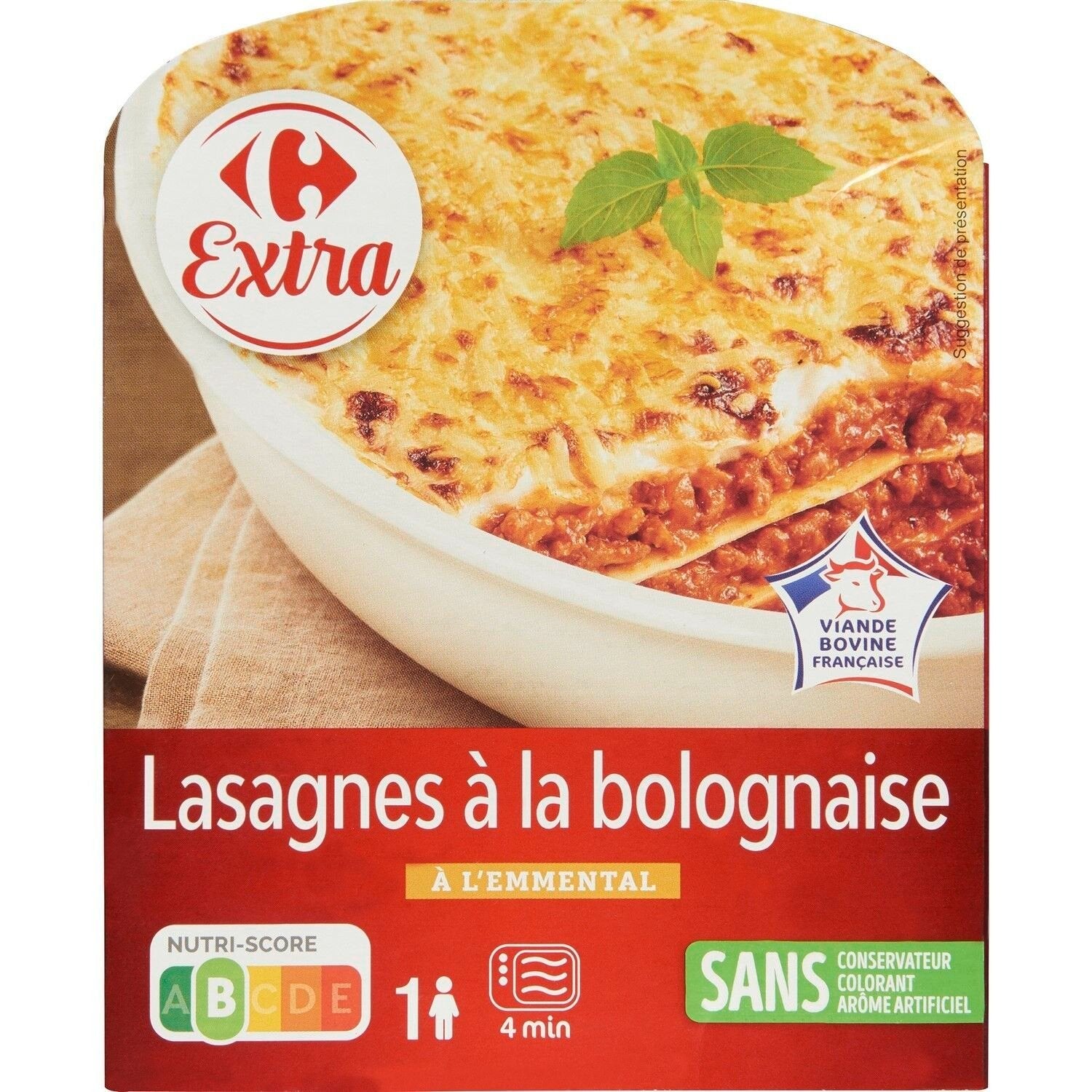 Plat cuisiné lasagnes bolognaise CARREFOUR EXTRA 350g