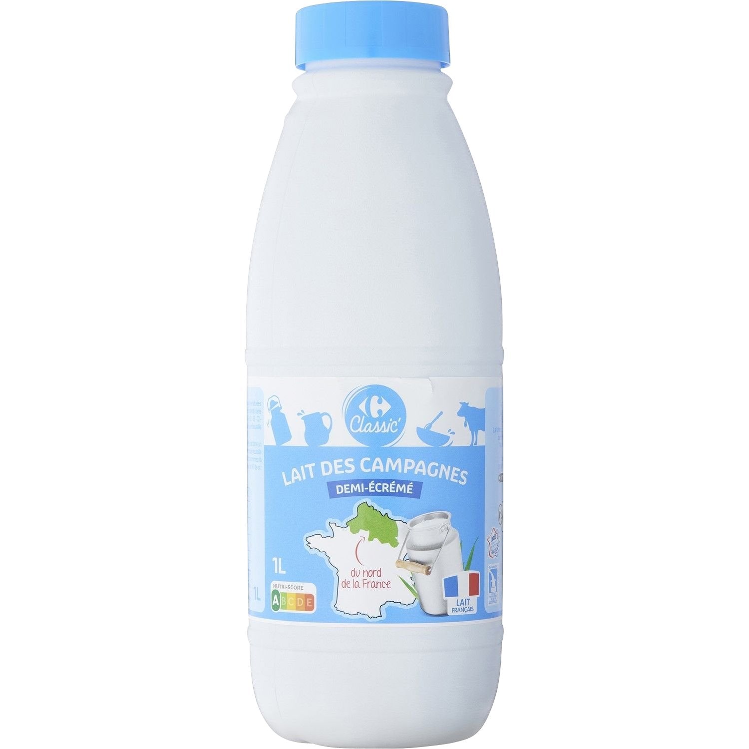 Lait Demi-Ecrémé demi-écrémé CARREFOUR CLASSIC - La bouteille 1 L