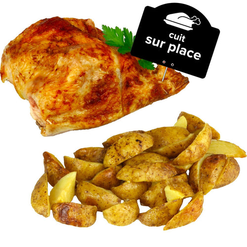 1/4 poulet rôti + pommes de terre La barquette de 400 G
