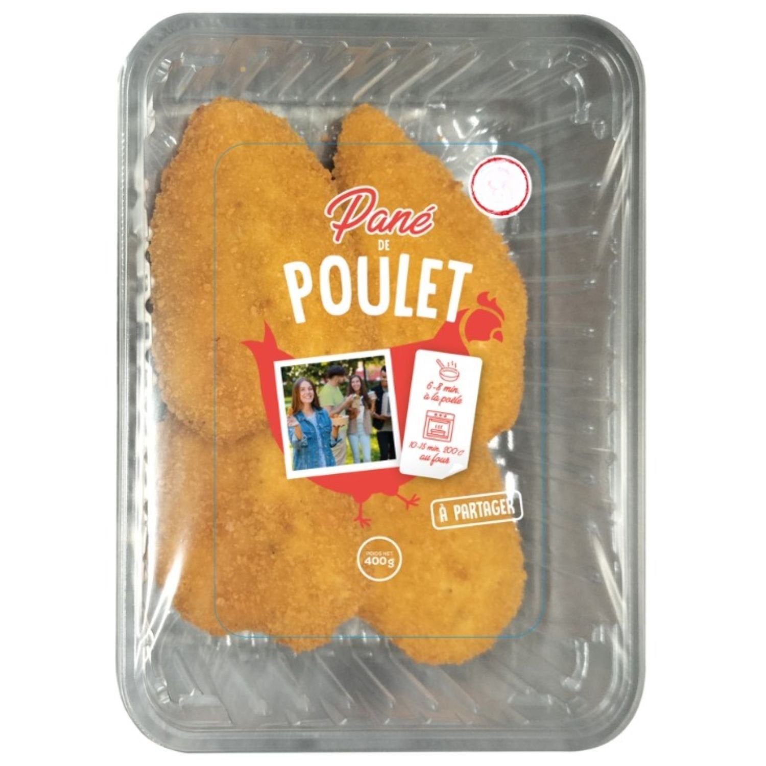 Viande de volaille - Poulet Pané - La barquette de 400 G