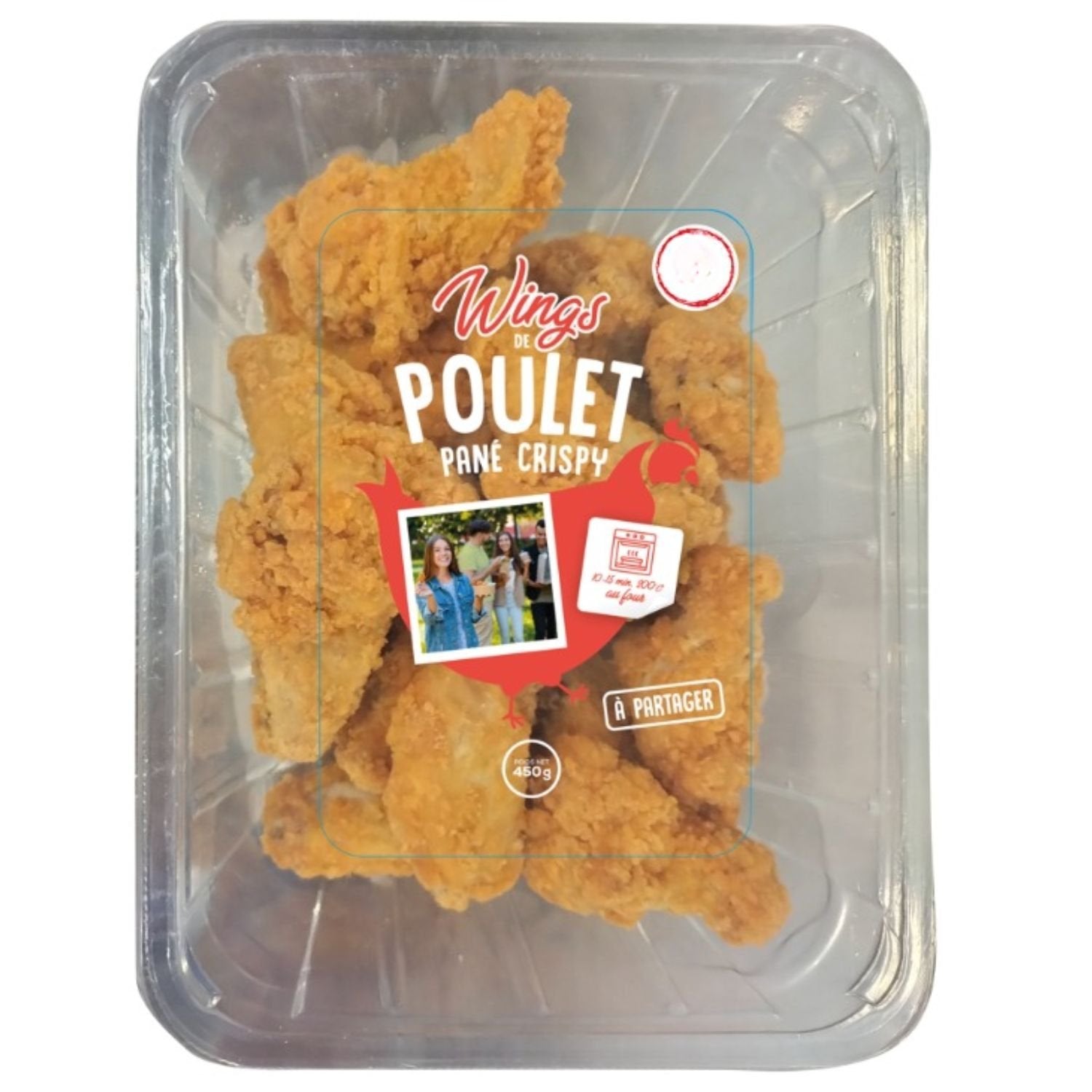 Viande de Volaille : Wings de Poulet Panés Crispy - 450g