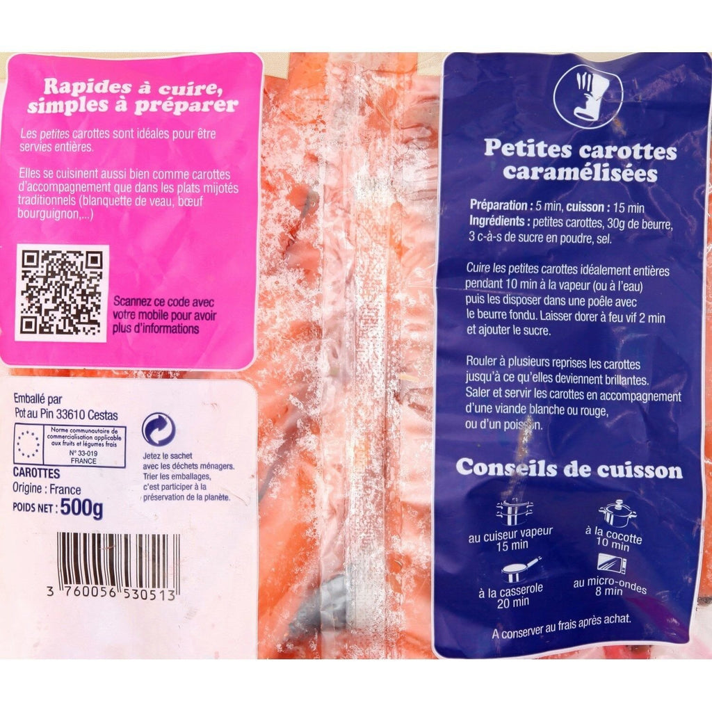 Carottes PLANETE VEGETAL - le sachet de 500 G