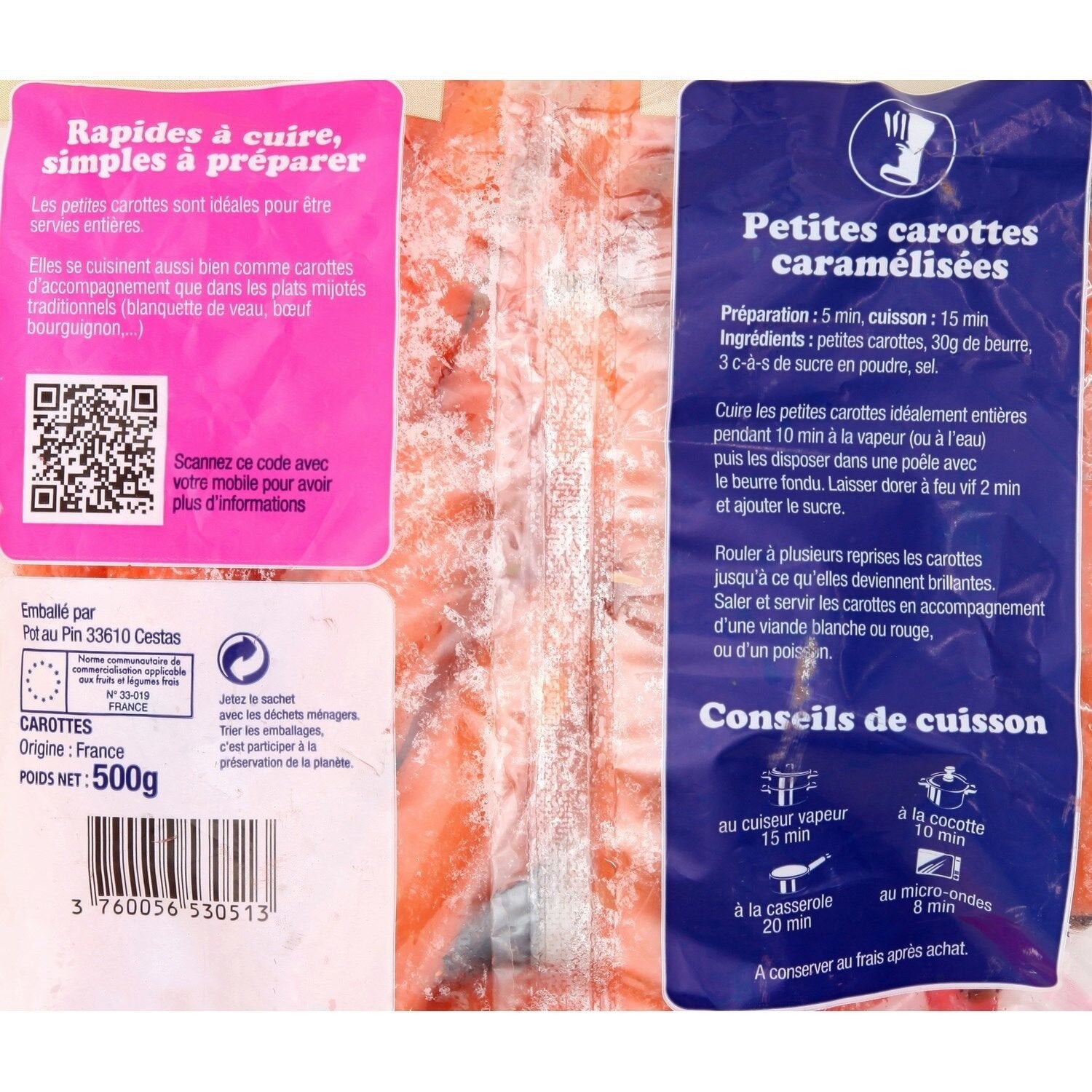 Carottes PLANETE VEGETAL - le sachet de 500 G