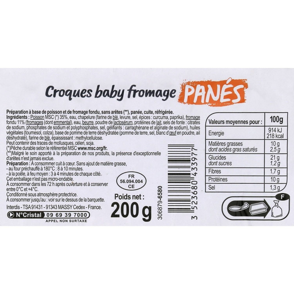 Croques baby MSC fromage panés CARREFOUR LE MARCHE - 200g