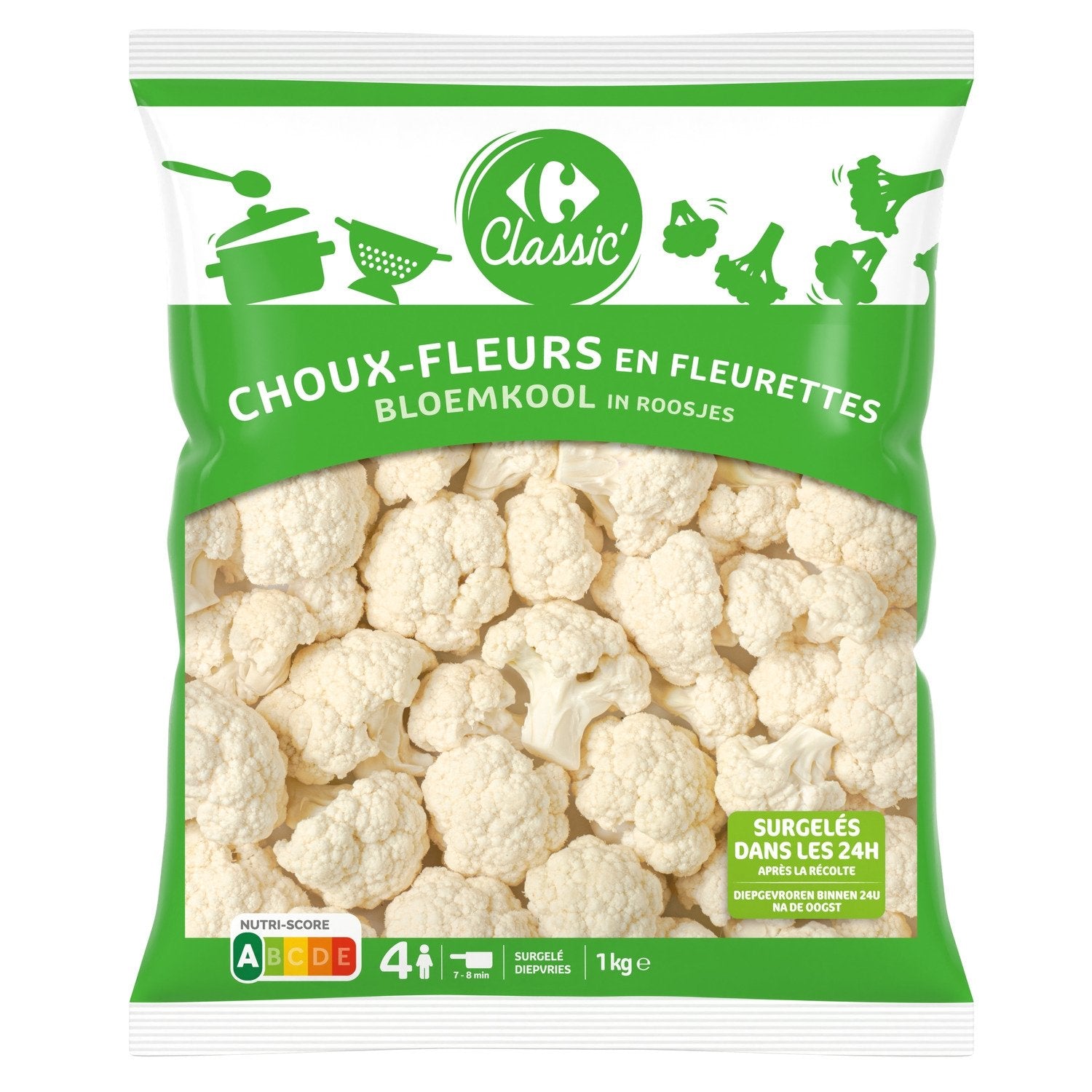 Choux-fleurs en fleurettes CARREFOUR CLASSIC -  le sachet d’un 1Kg