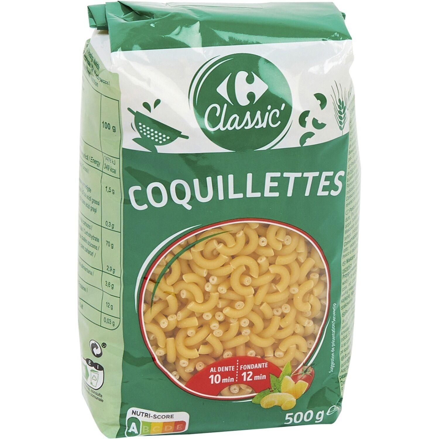 Pâtes coquillettes CARREFOUR CLASSIC 500g