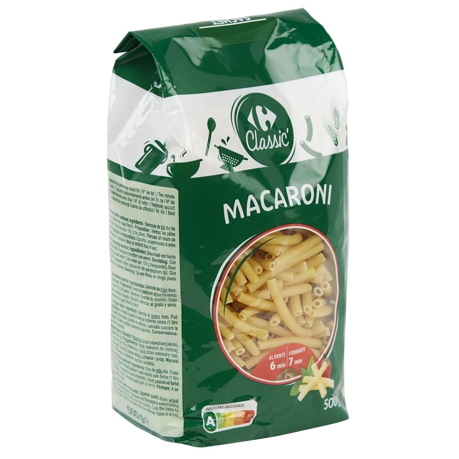 Pâtes macaroni CARREFOUR CLASSIC 500g