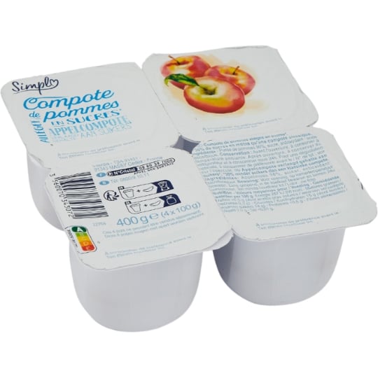Compote de pommes CARREFOUR  les 4 pots de 100g