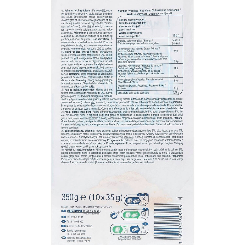 Pains au lait SIMPL - 10 pcs 35 g de chaques