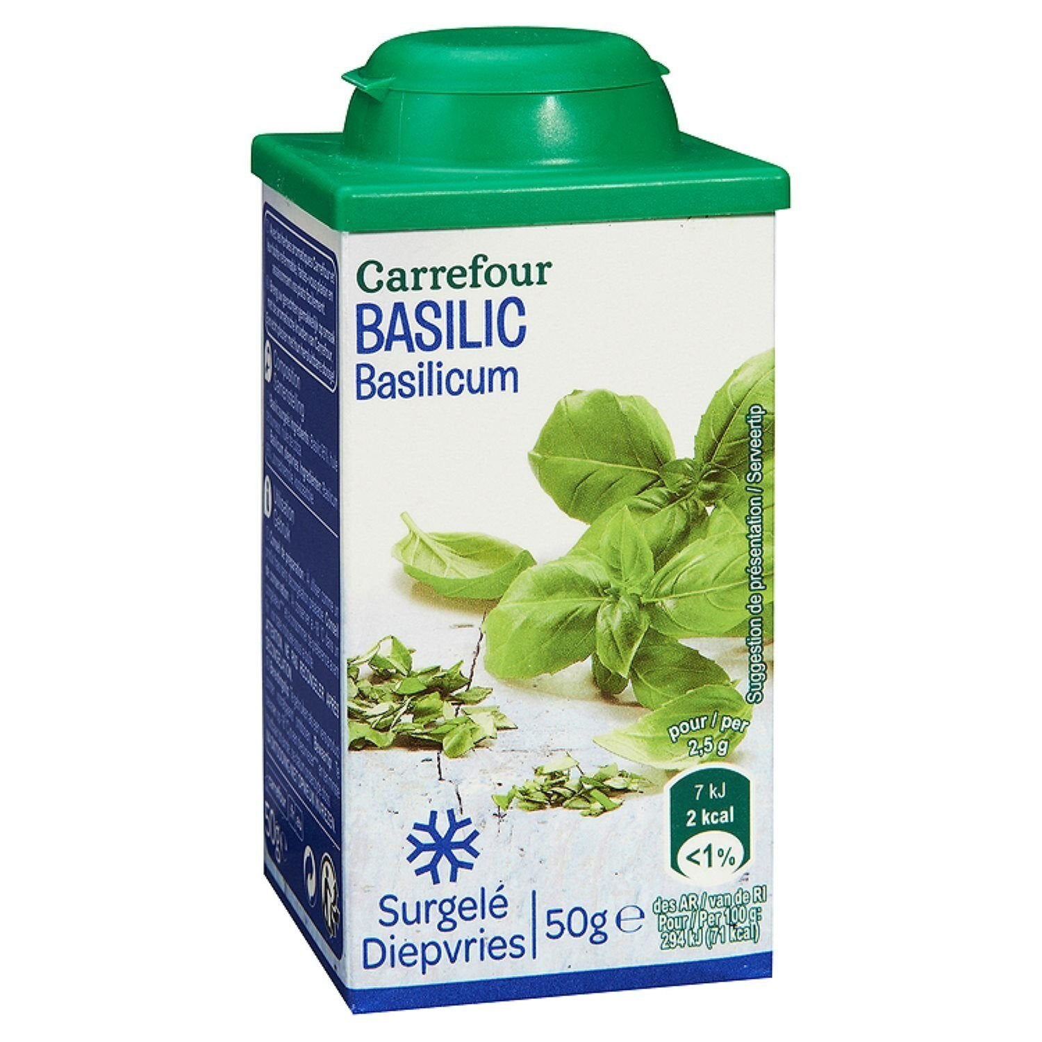 basilic surgelé CARREFOUR EXTRA - la boîte de 50g