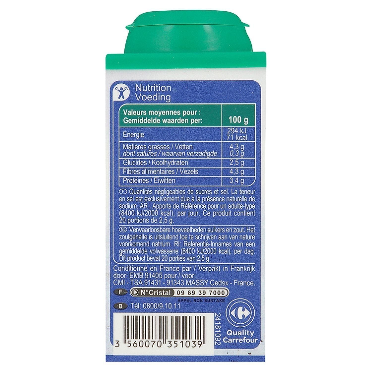 basilic surgelé CARREFOUR EXTRA - la boîte de 50g