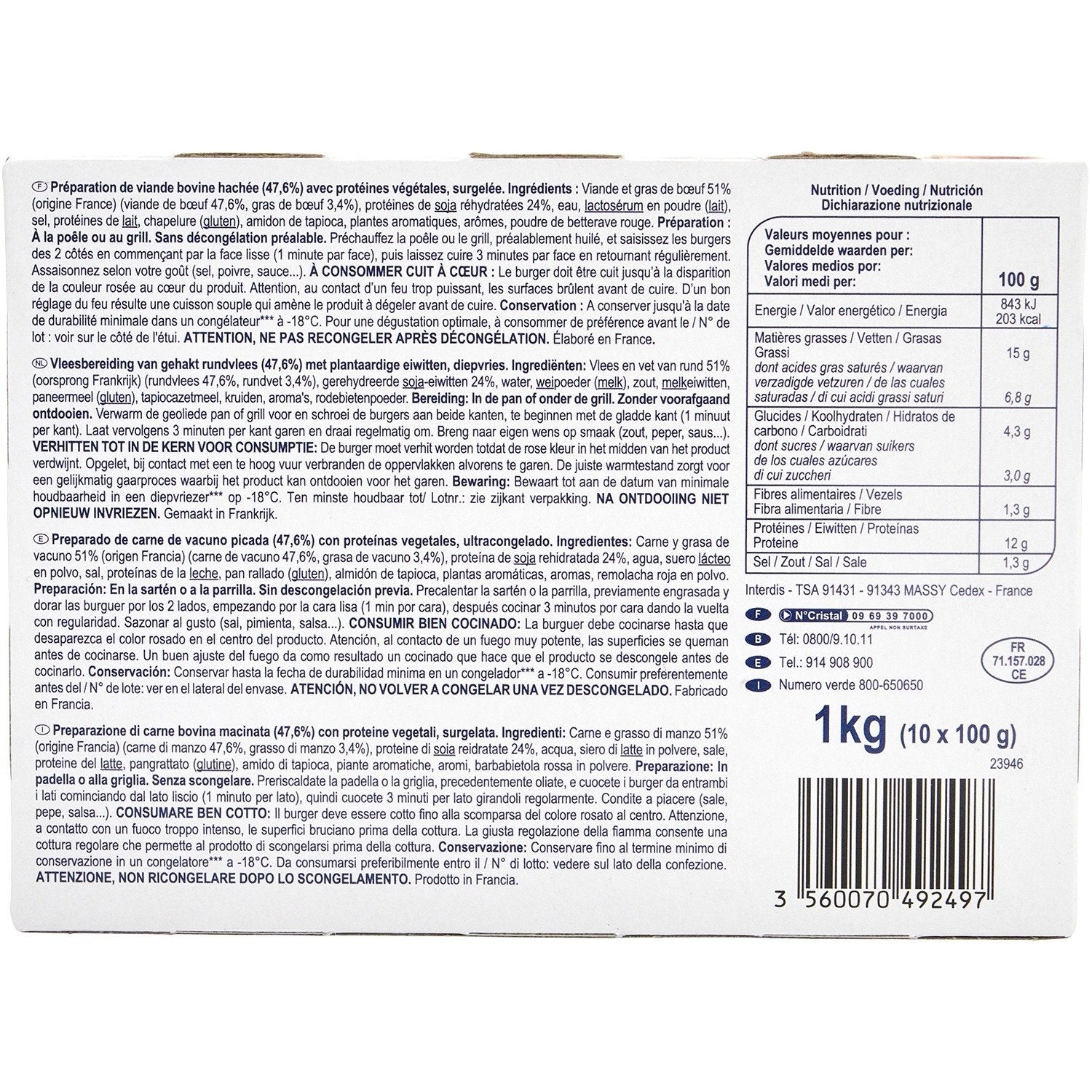 Hachés au bœuf SIMPL - Les 10 hachés de 100 G