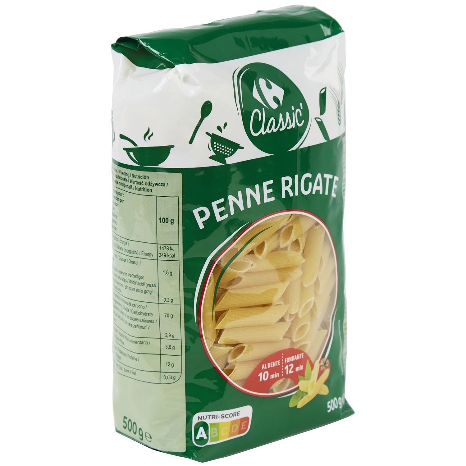 Pâtes penne rigate CARREFOUR CLASSIC 500g