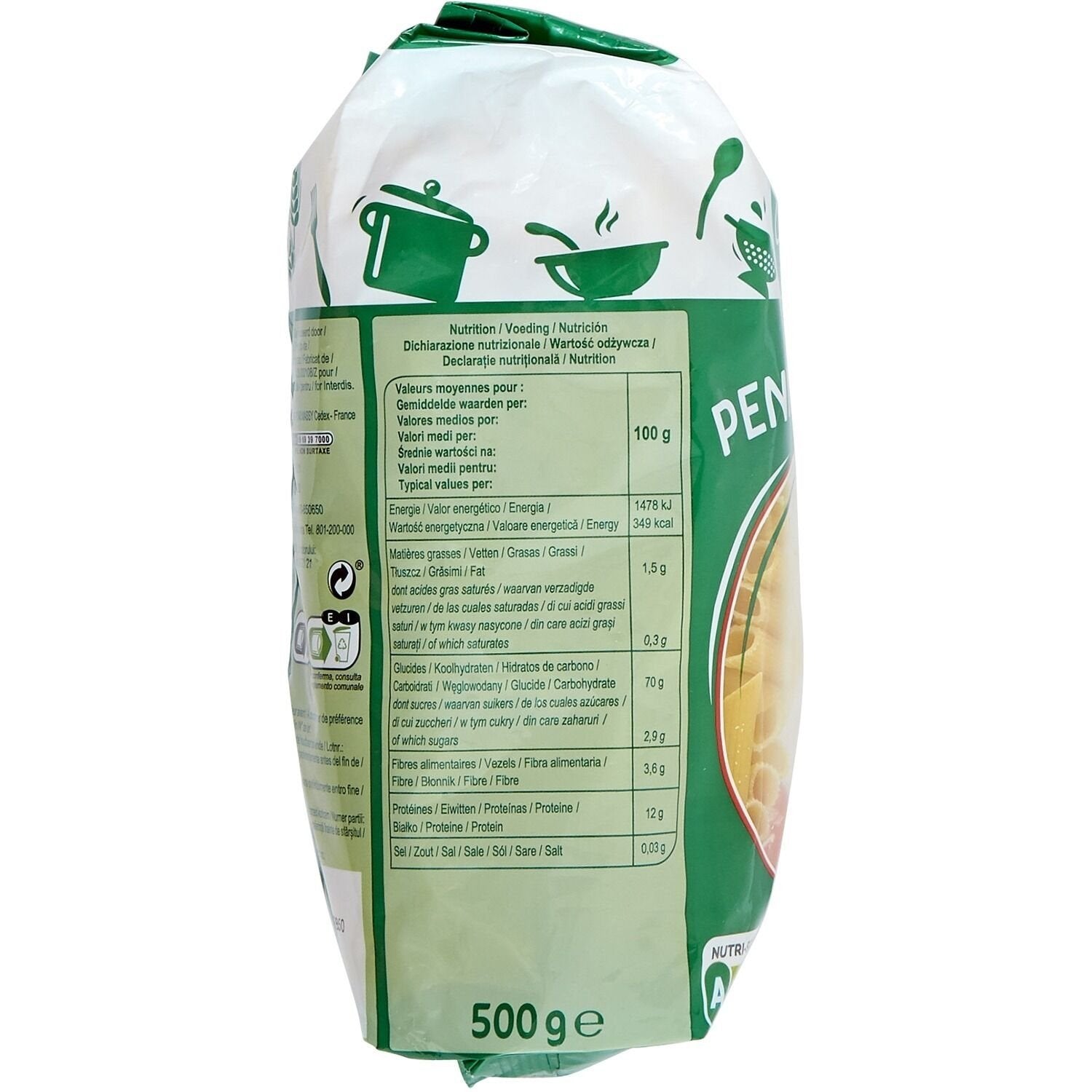 Pâtes penne rigate CARREFOUR CLASSIC 500g