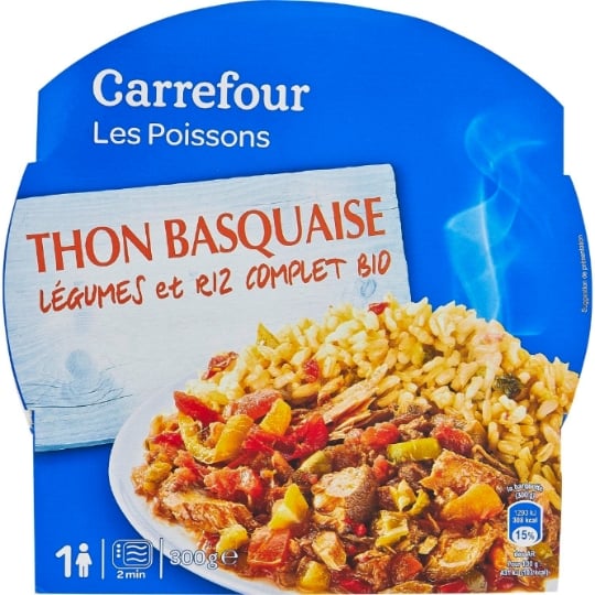Plat cuisiné thon basquaise et riz CARREFOUR la barquette de 300g