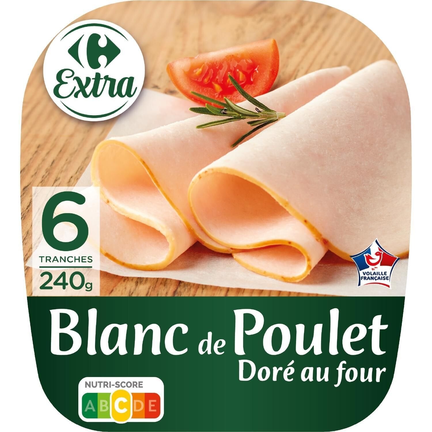 Blanc de poulet Doré au Four - CARREFOUR EXTRA - Le paquet de 6 tranches - 240 G