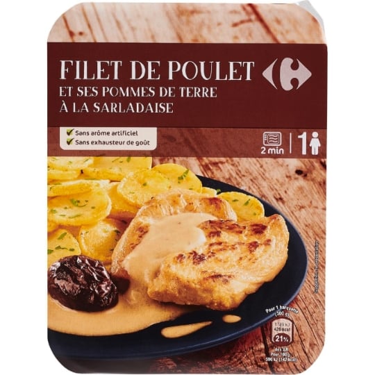 Plat cuisiné poulet pommes de terre CARREFOUR la barquette de 300g