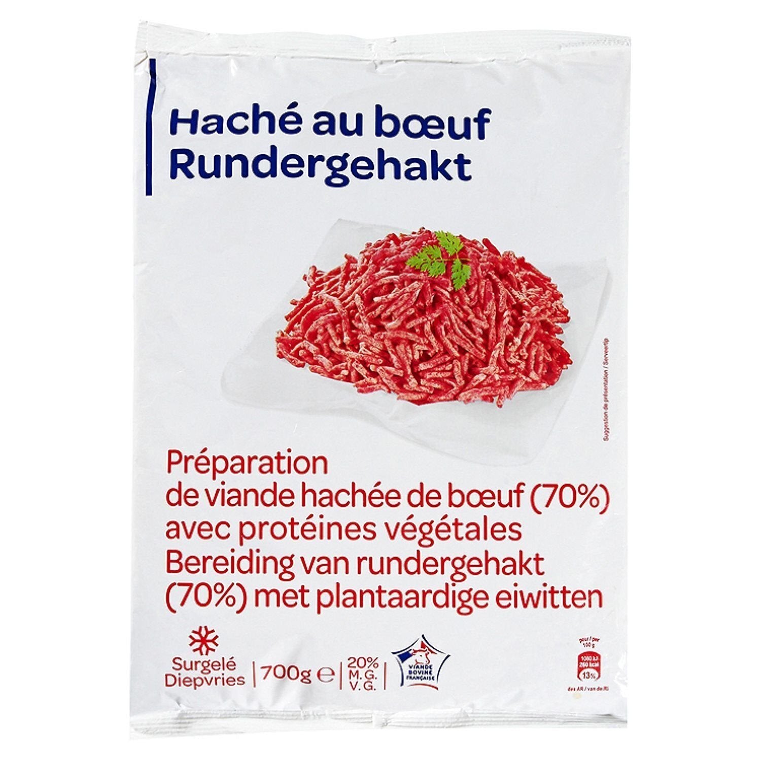 Haché au bœuf 20% MG - sachet de 700g