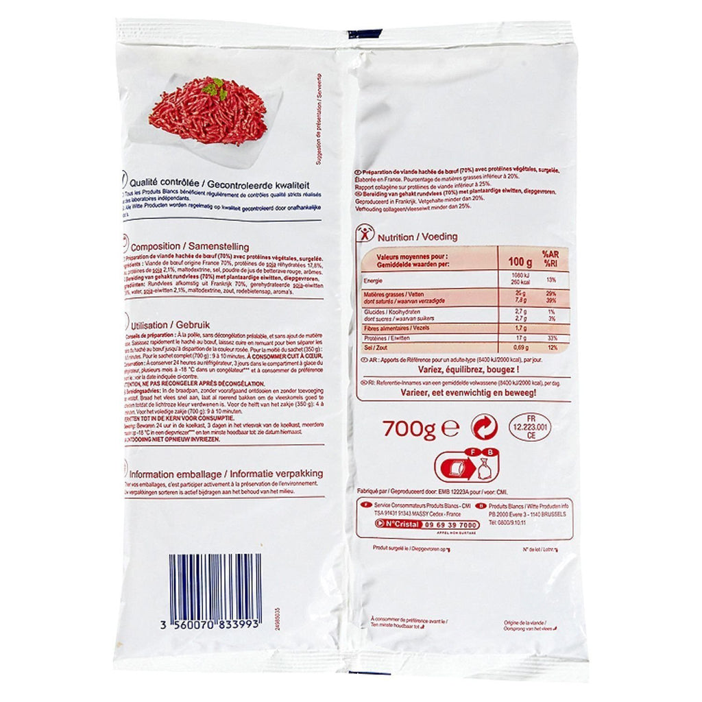 Haché au bœuf 20% MG - sachet de 700g