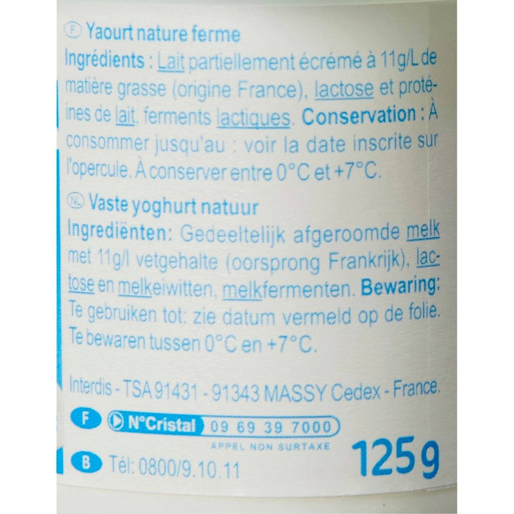 Yaourts Nature nature CARREFOUR CLASSIC - les 4 pots de 125 G