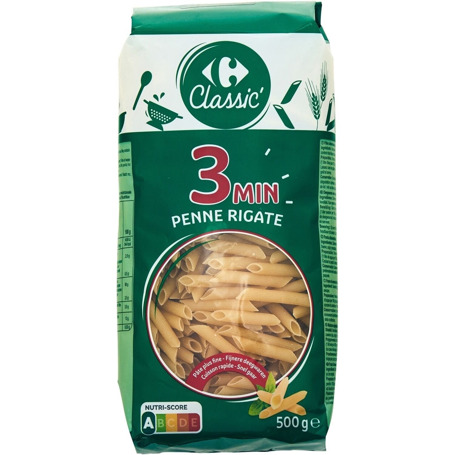 Pâtes penne rigate CARREFOUR  500g