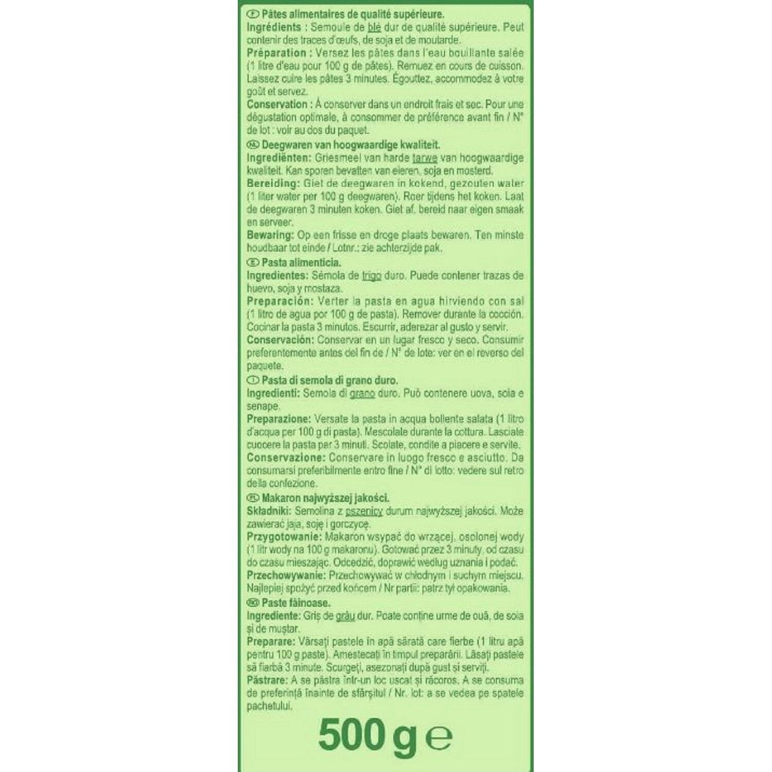 Pâtes penne rigate CARREFOUR  500g