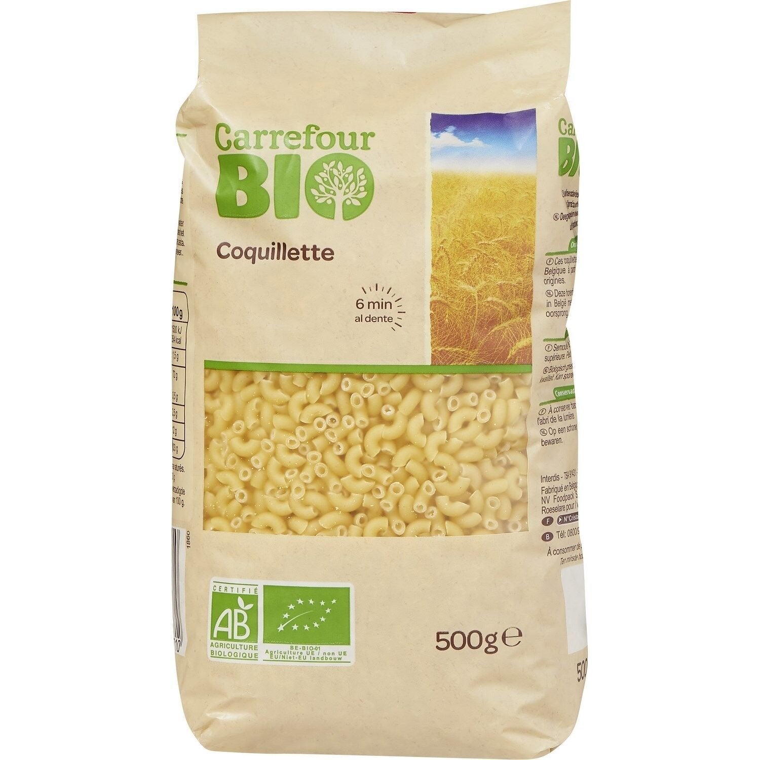 Pâtes coquillettes bio CARREFOUR BIO 500g