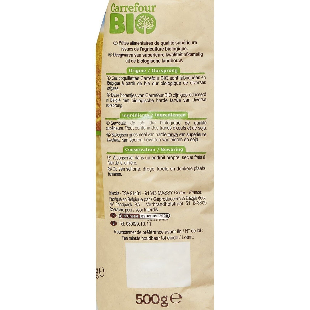 Pâtes coquillettes bio CARREFOUR BIO 500g