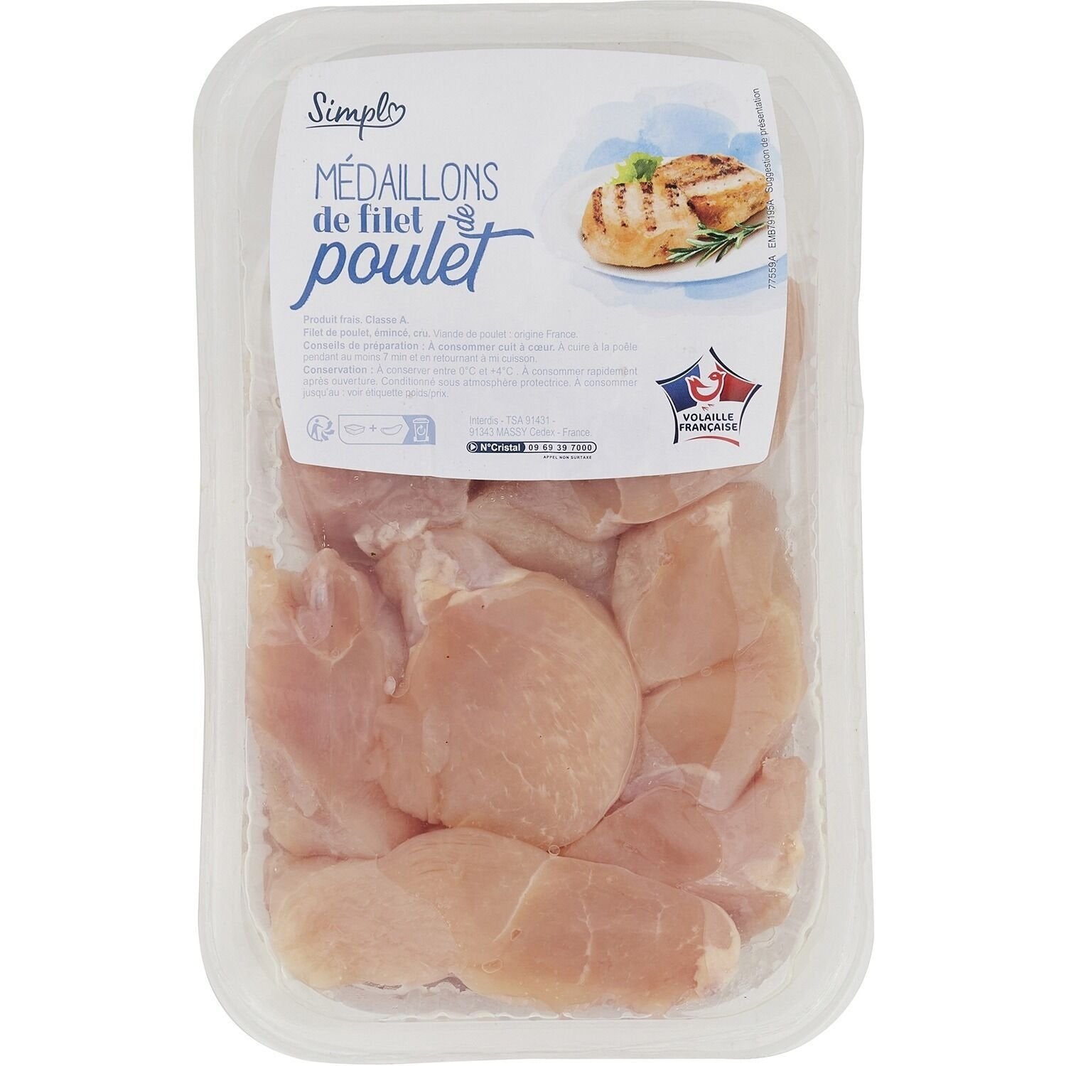 Filet de poulet médaillons - SIMPL - La barquette de 400 G