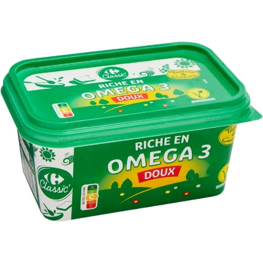Margarine Oméga 3 doux CARREFOUR CLASSIC - La barquette de 250 G