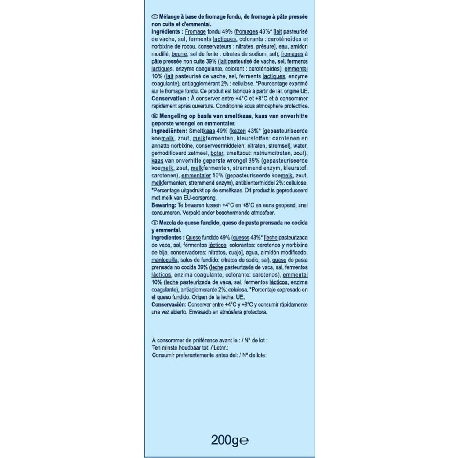 Fromages râpés spécial cuisine SIMPL - paquet de 200 G