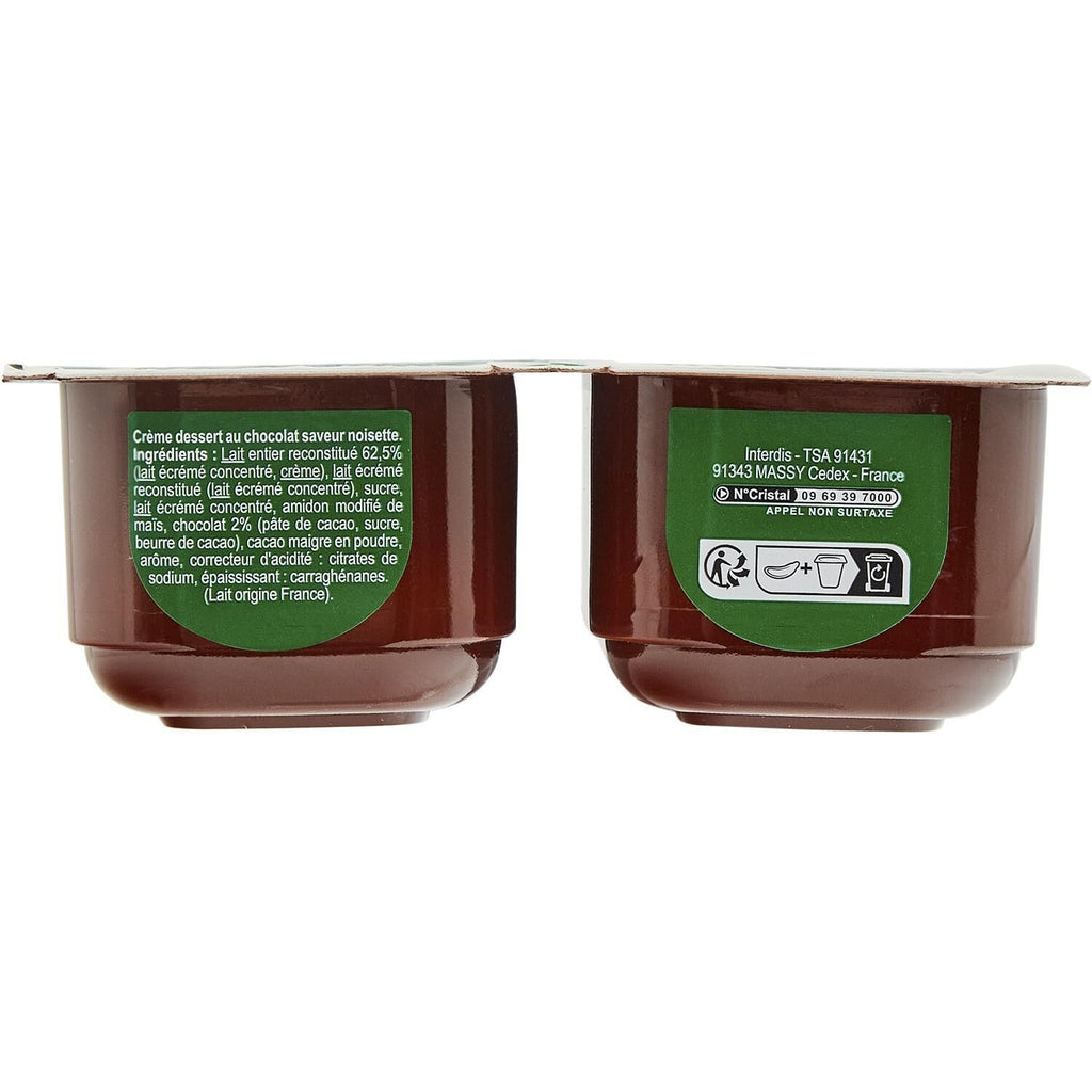 Crème dessert chocolat noisette CARREFOUR es 4 pots de 125 G