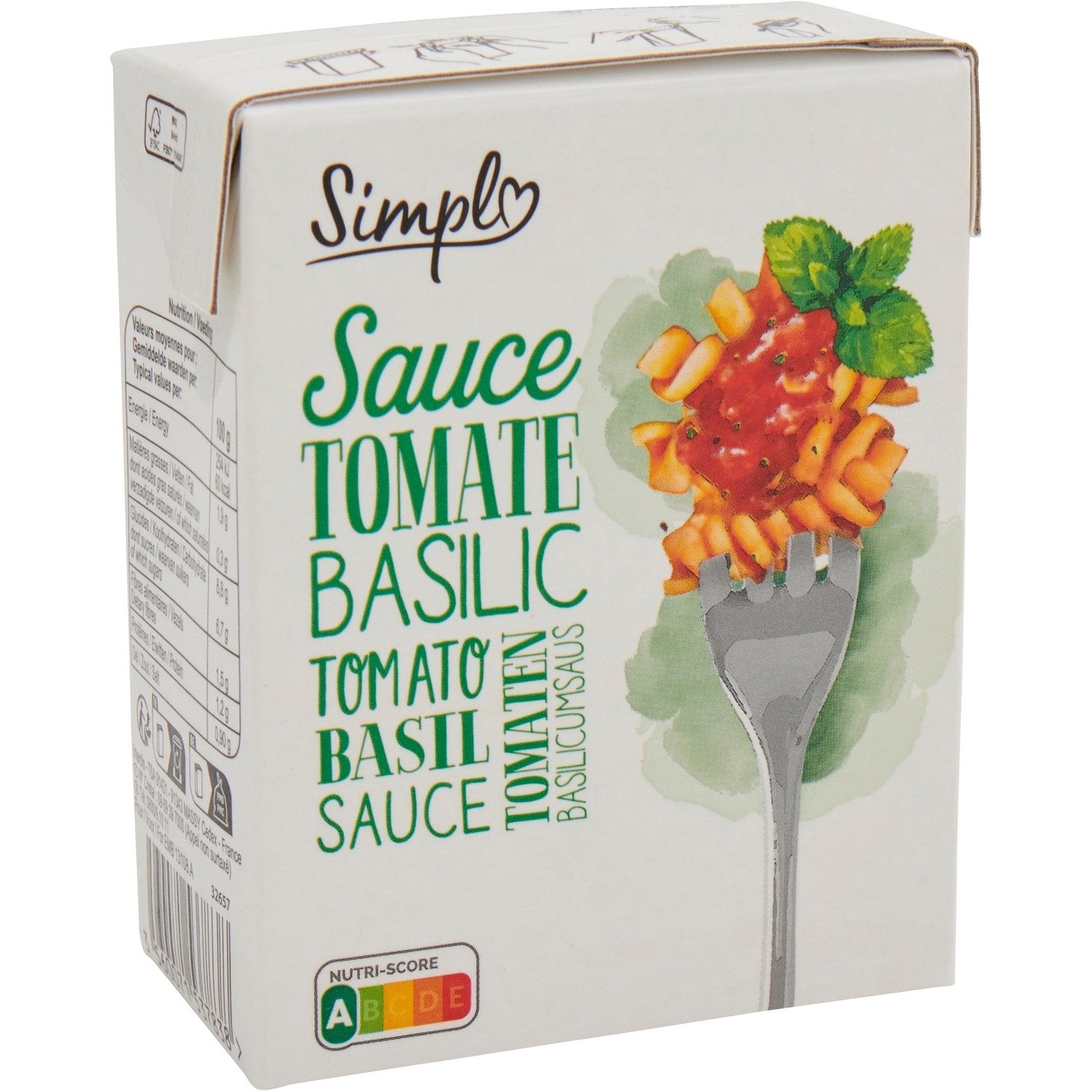 Sauce tomate au basilic SIMPL 390g