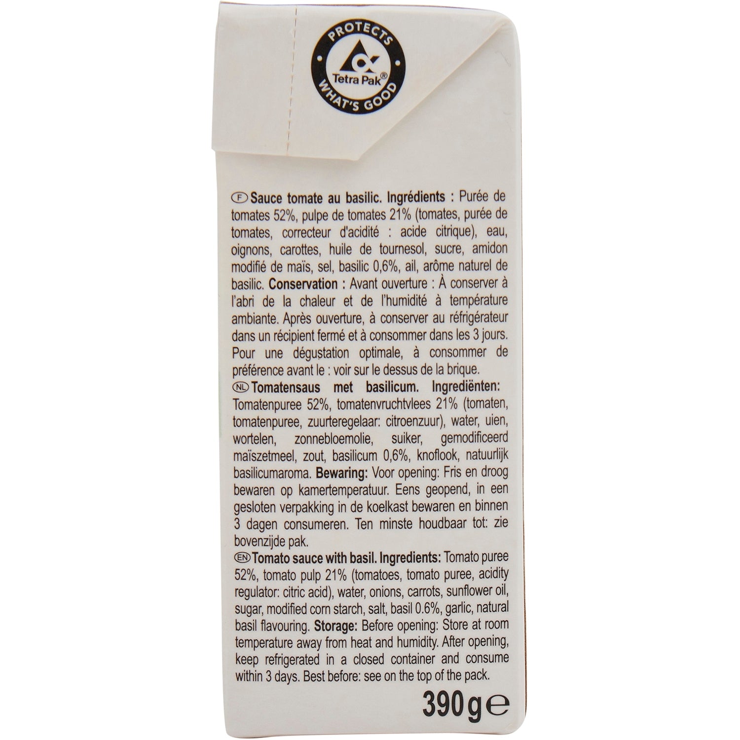 Sauce tomate au basilic SIMPL 390g