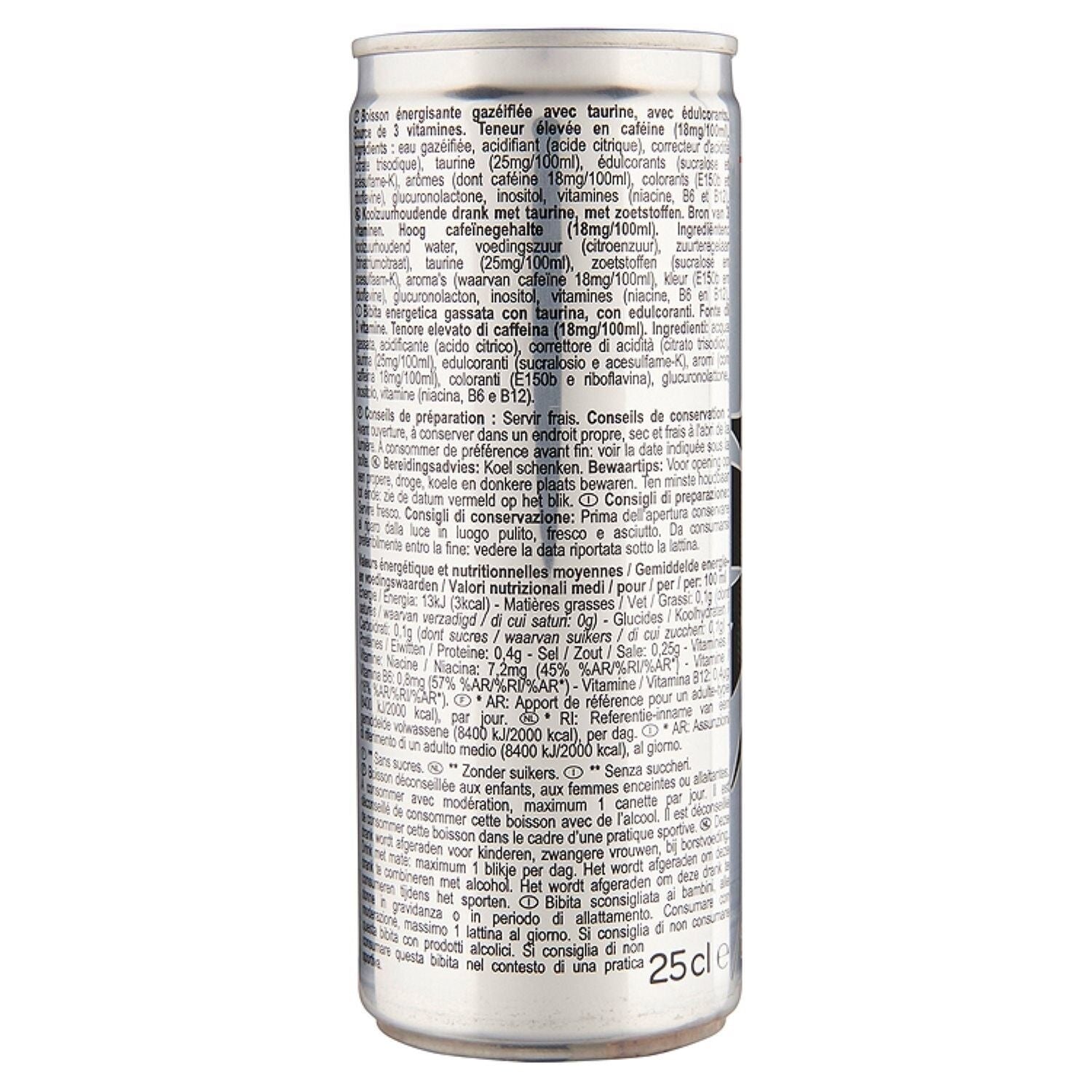 Boisson Énergisante Zéro CARREFOUR  la canette de 25cL