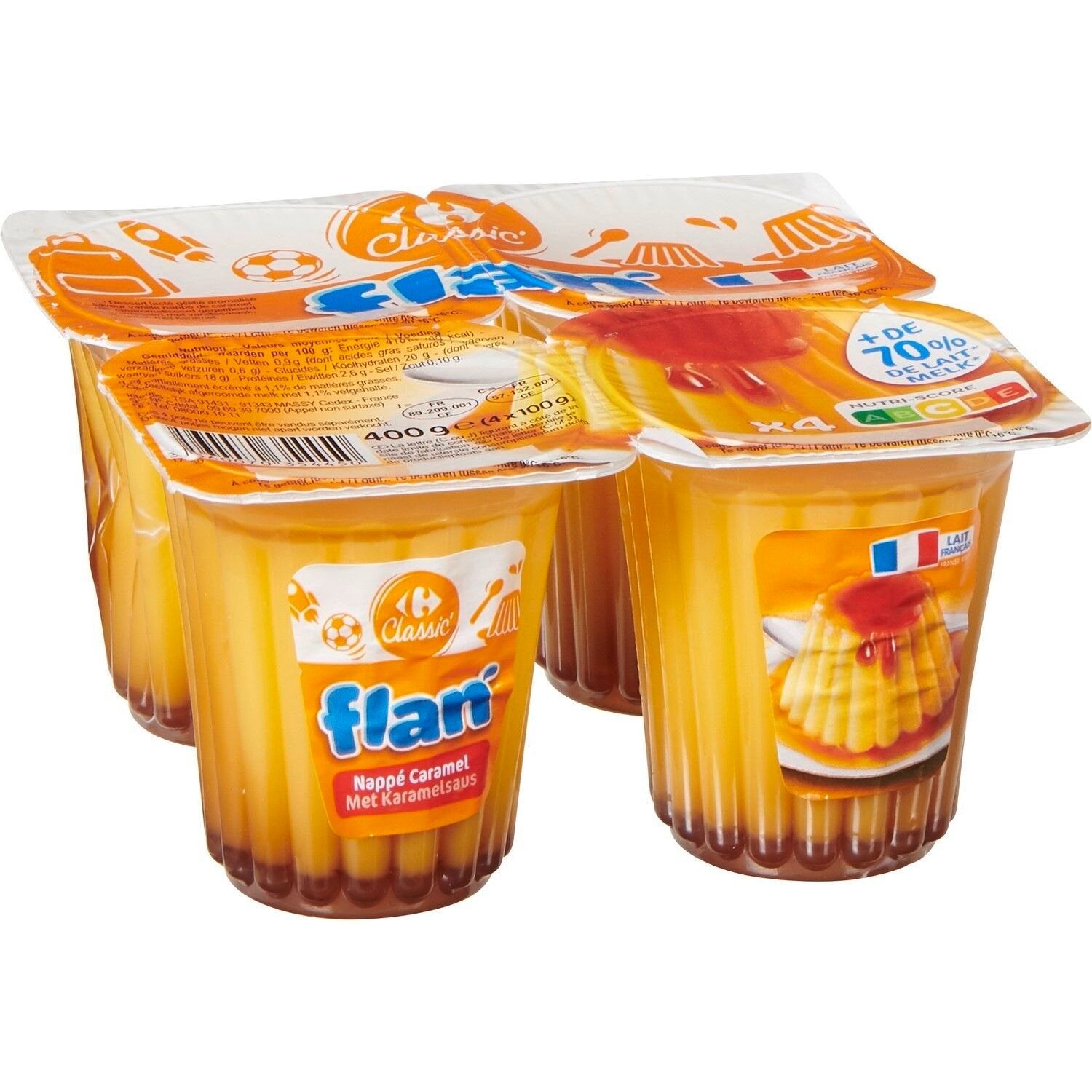 Flan caramel CARREFOUR CLASSIC' les 4 pots de 100g